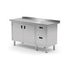 Table traiteur en inox avec meuble + 2 Tiroirs 110x60x85 Polgast 132116