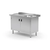 Table traiteur en inox, meuble avec évier 100x60x85 Polgast 218106