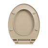 Toilet seat with soft-close mechanism, beige, oval