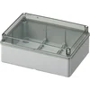 Transparent applied box 190x140x70mm IP56 for distribution junction ABS UV resistance without grommets smooth edges