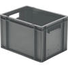 transport stacking box B400xT300xH270 mm grey, closed with grip hole