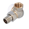 V-exakt II thermostatic valve DN15 nickel-plated, white angle-corner cover for mounting on the right side of the radiator