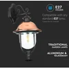 V-TAC Lampa zewnętrzna ścienna, E27, aluminium + szkło - czarny mat