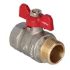 Valvola a sfera standard nichelata con strozzatore, PN16, 3/4 pollici PN16 con farfalla, versione N-W,16 bar/120C