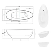 Vasca da bagno freestanding Besco Goya Matt Black & White 140 + click-clack cromo - ulteriore SCONTO 5% con codice BESCO5