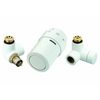 Venstre sæt (to ventiler + hoved) Danfoss X-tra Collection til badeværelse og dekorative radiatorer, hvid
