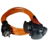 Verlengsnoer 10 meter met 3 rubberen pluggen 16A kabel H07BQ-F 3G2.5 olie- en weerbestendig polyurethaan IP44