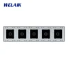 Vidro do painel de interruptores de cinco vias WELAIK 1+1+1+1+1 -cinza