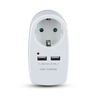 VT1044 Socket adapter with USB charger 16A + 2.1A / White