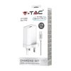 VT5392 2.1A Wall Charger Type: C / Braided Cord / White Silver