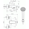 Wall-mounted bath and shower mixer with Ideal Standard Ceraflex B1722AA accessories