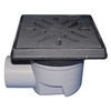 Yard drain Perfect DN110 with horizontal outlet, cast iron frame 260x260mm, cast iron drain grate 226x226mm, anti-odour flap and basket