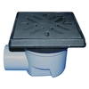 Yard drain Perfect DN110 with horizontal outlet, cast iron frame 260x260mm, cast iron drain grate 226x226mm, anti-odour flap and basket