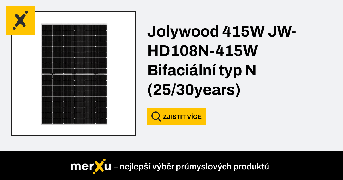 Jolywood Jw Hd N W Dvojsklo N Type Bifacial St Brn R M Let Z Ruka Merxu