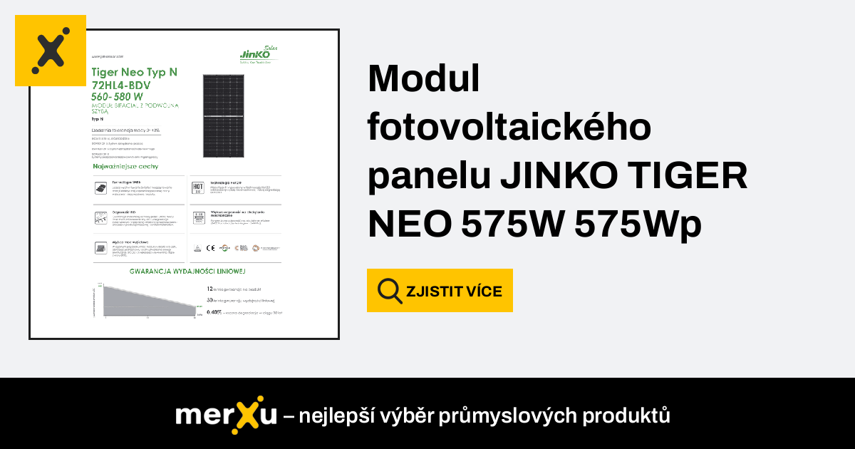 JinkoSolar Modul Fotovoltaického Panelu JINKO TIGER NEO 580W Bifaciální ...