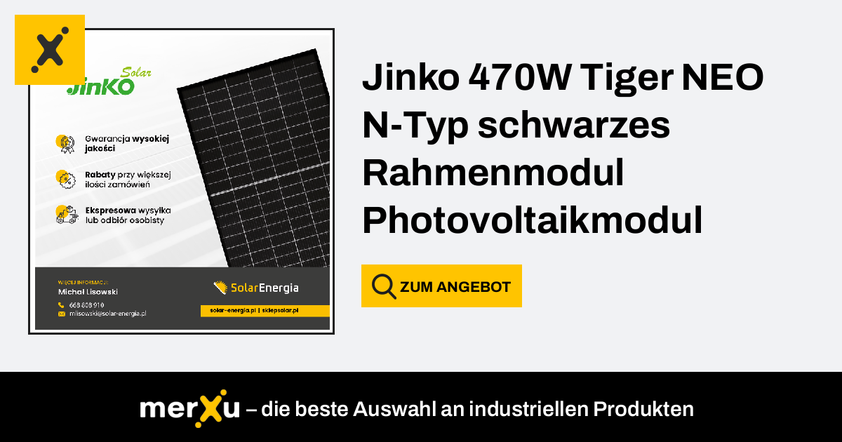 JinkoSolar Jinko 470W Tiger NEO N-Type Schwarzer Rahmen Modul ...