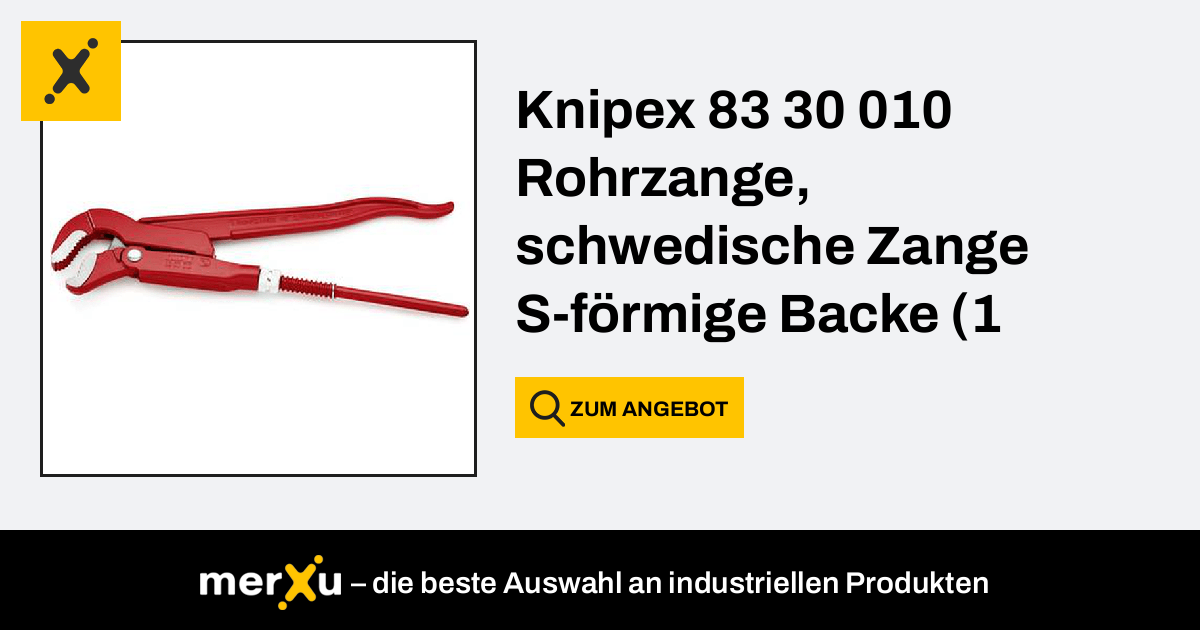 Knipex 83 30 010 Rohrzange, schwedische Zange S-förmige Backe (1 5/8) 42 mm  - merXu - Preise verhandeln! Großhandelskäufe!