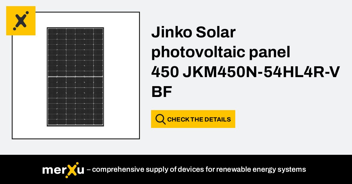 JinkoSolar Jinko Solar Photovoltaic Panel 450 JKM450N-54HL4R-V BF (9E93 ...