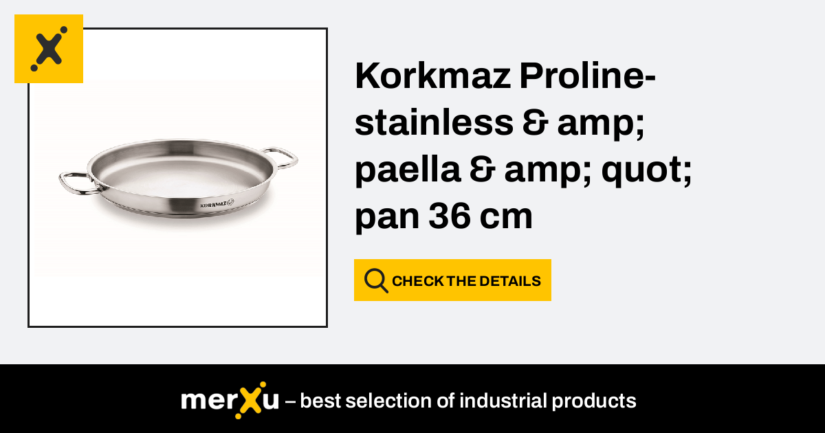 Paellera, acero inoxidable, 36cm/6L, Proline - Korkmaz