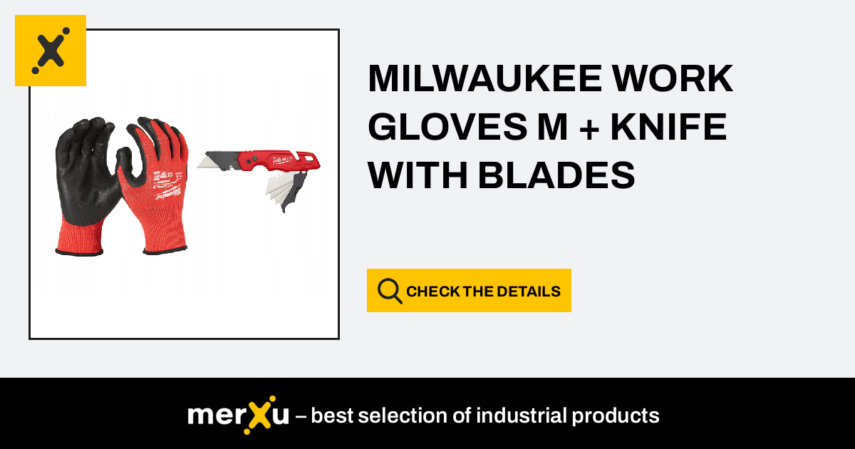 Milwaukee WORK GLOVES M + KNIFE WITH BLADES - merXu - Negotiate prices!  Wholesale purchases!