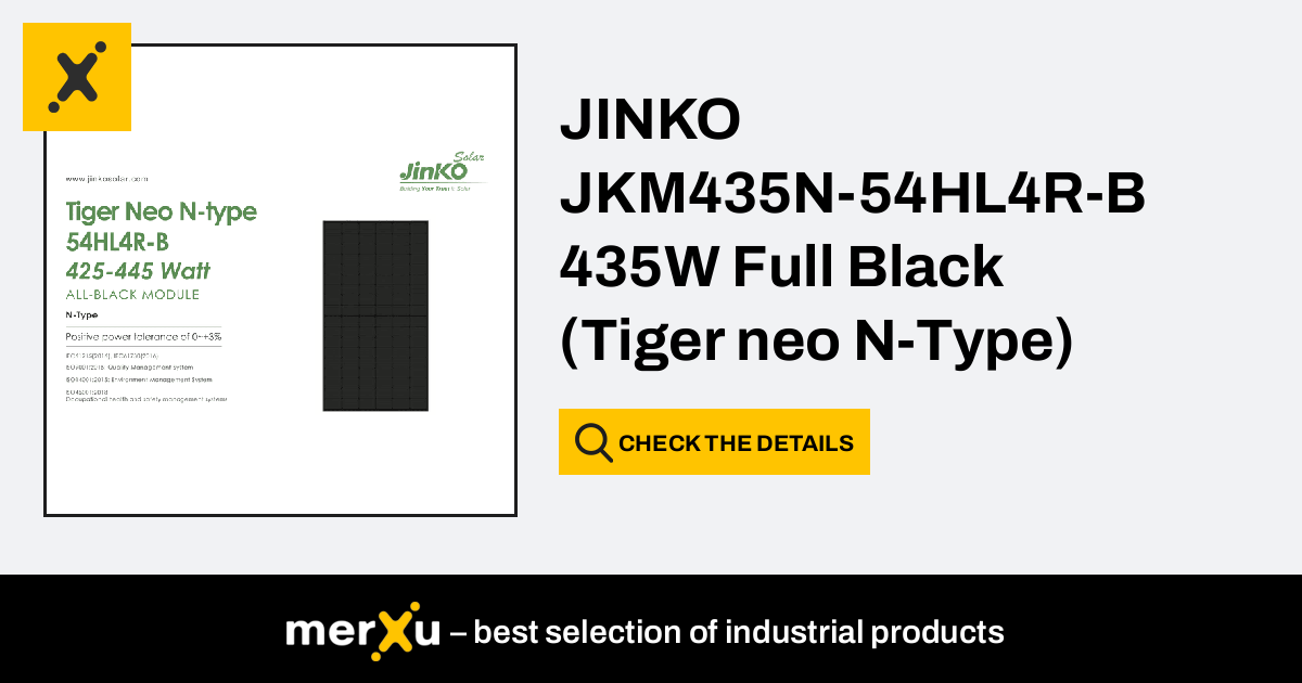 JinkoSolar JINKO 435W Full Black (Tiger Neo N-Type) (JKM435N-54HL4R-B ...