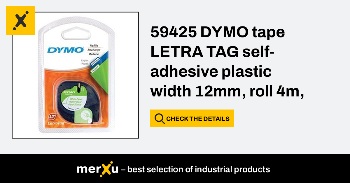 Dymo 59425 tape LETRA TAG self-adhesive plastic width 12mm, roll 4m, color  green - merXu - Negotiate prices! Wholesale purchases!