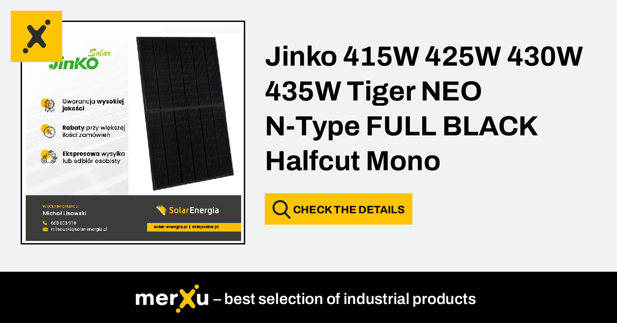 JinkoSolar Jinko 430W And 435W Tiger NEO N-Type FULL BLACK Halfcut Mono ...