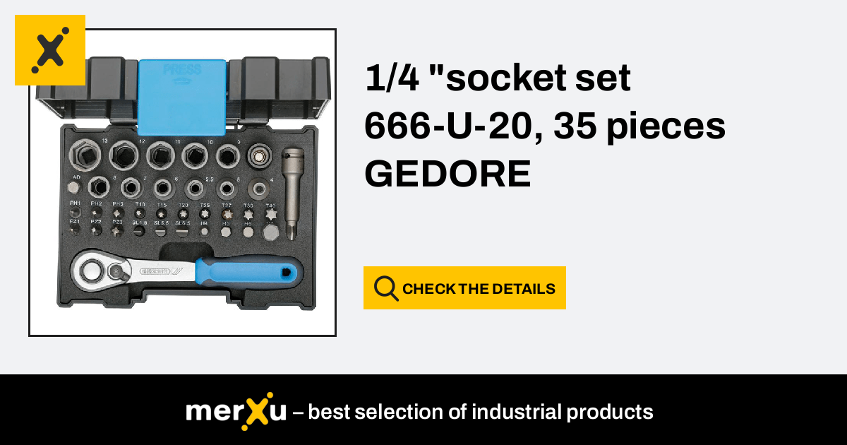 Gedore 666-U-20 1/4 Socket and Bit Set - 35 pcs