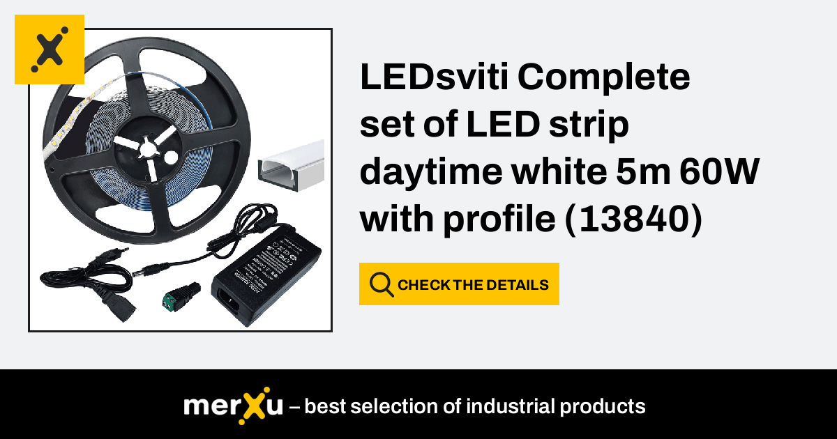 Ledsviti Complete set of LED strip daytime white 6m 72W with profile  (13841) - merXu - Negotiate prices! Wholesale purchases!