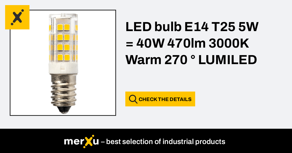 LED bulb E14 T25 5W = 40W 470lm 3000K Warm 270 ° LUMILED