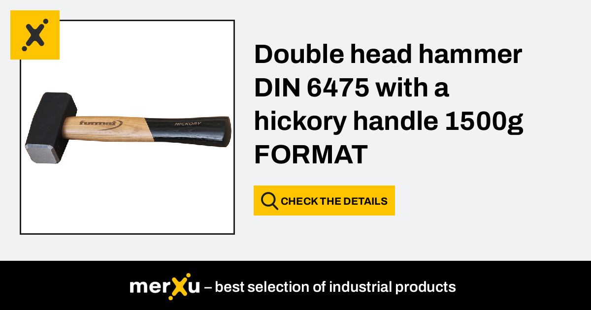 Wetenschap laten we het doen binnenkort Double head hammer DIN 6475 with a hickory handle 1500g FORMAT - merXu