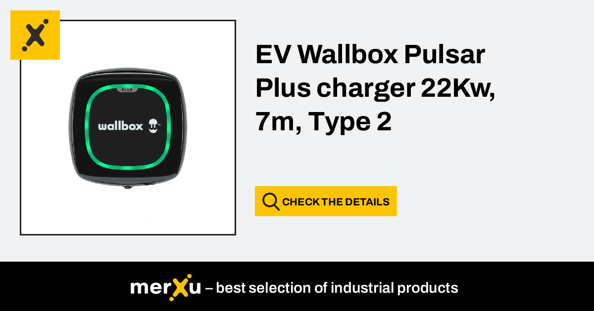 Wallbox EV Pulsar Plus charger 22Kw, 7m Type 2 - merXu - Negotiate prices!  Wholesale purchases!