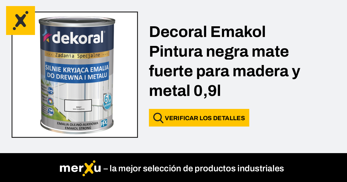 Ppg Deco Decoral Emakol Pintura negra mate fuerte para madera y metal 0,9l  - merXu - ¡Negocia precios! ¡Compras al por mayor!