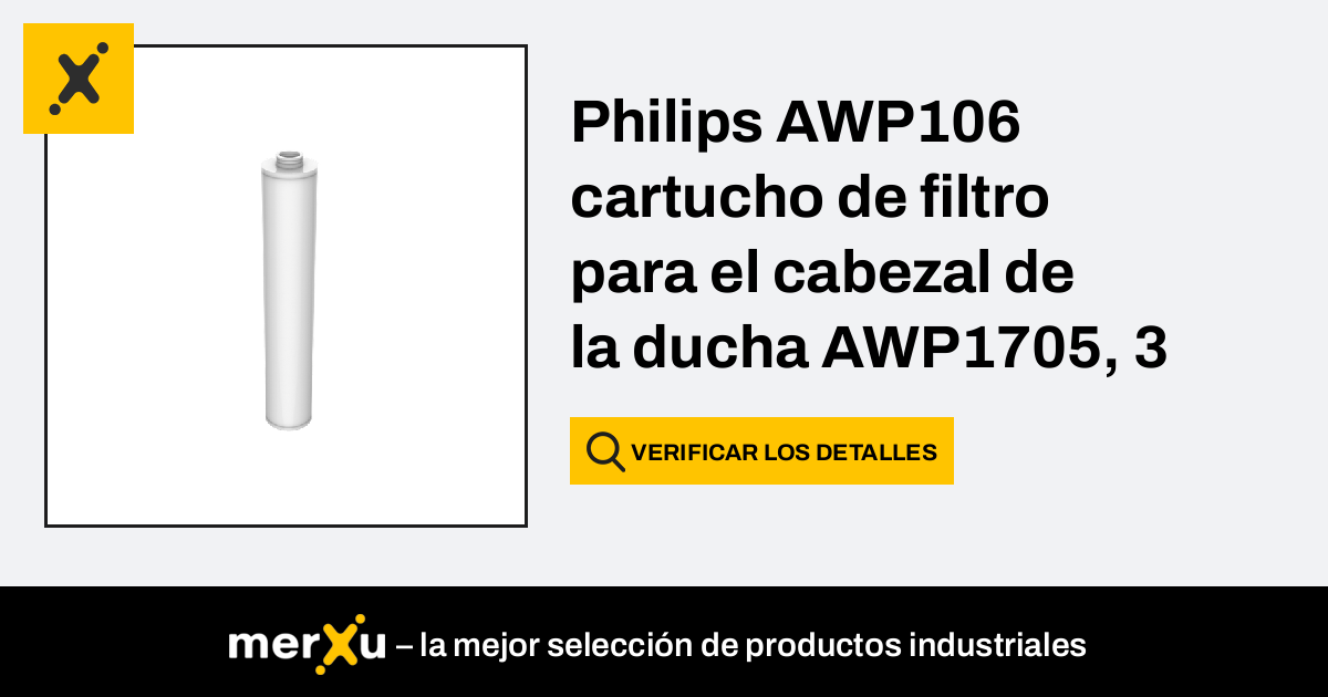 Aquashield Philips Philips AWP106 cartucho de filtro para el cabezal de la  ducha AWP1705, 3 piezas (AWP106/10) - merXu - ¡Negocia precios! ¡Compras al  por mayor!