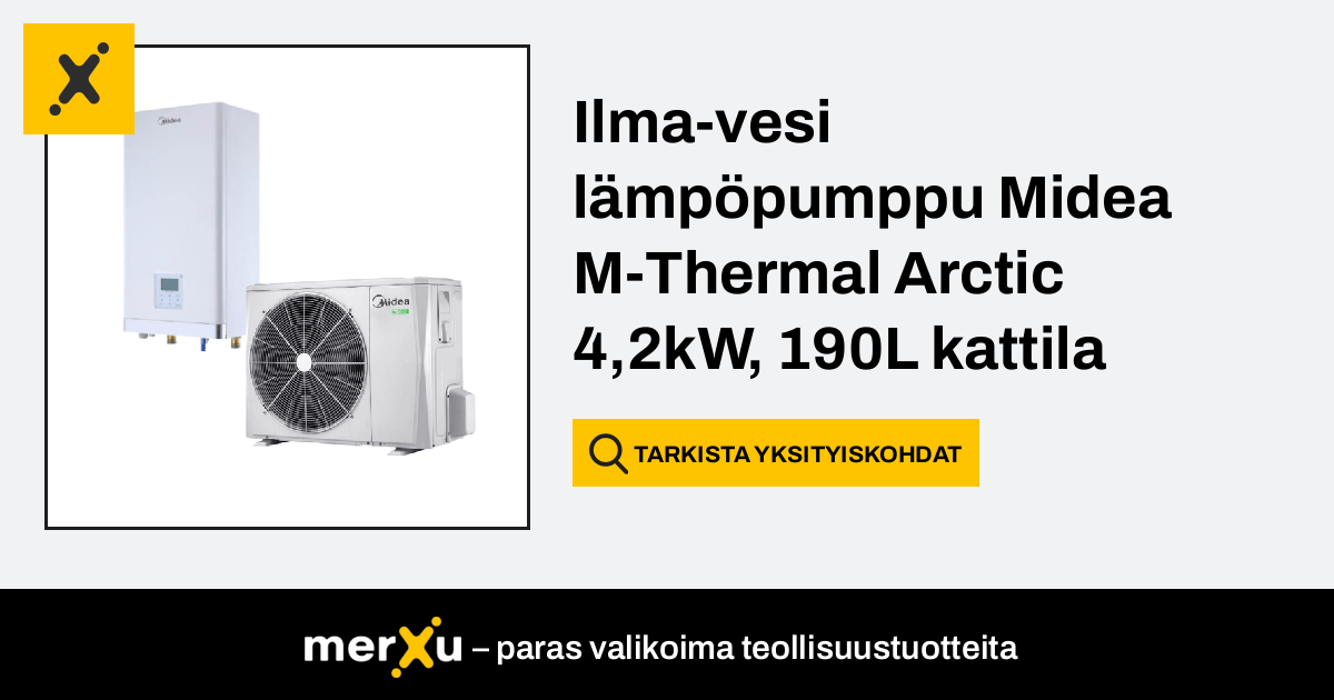 Midea Ilma-vesi Lämpöpumppu M-Thermal Arctic 4,2 KW, 190L Kattila - MerXu