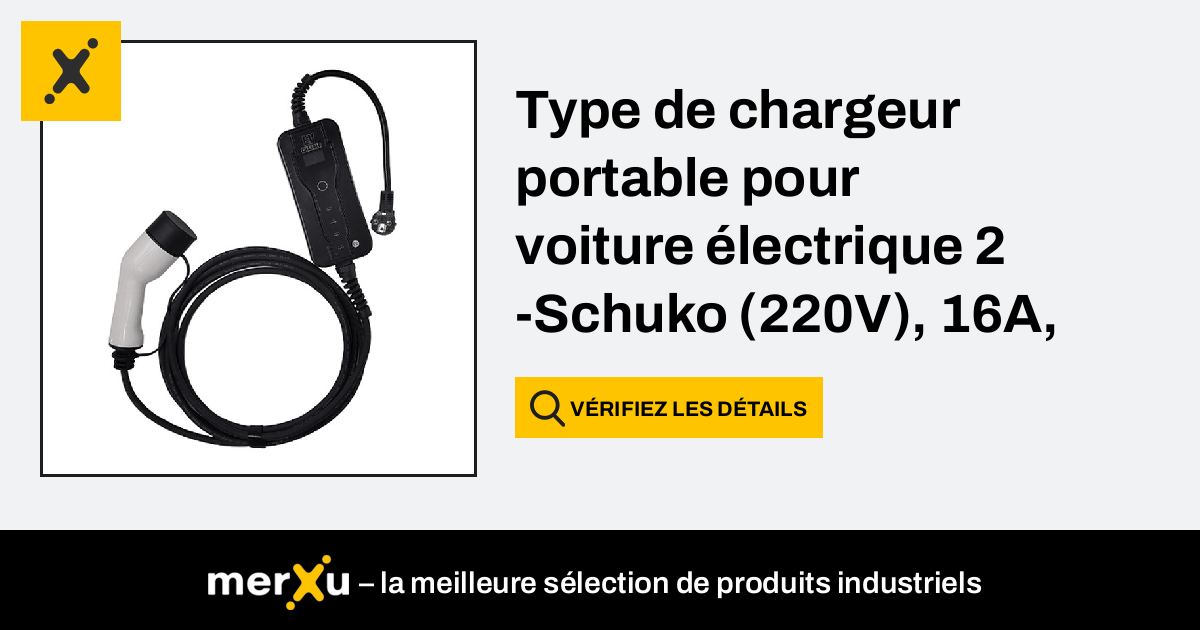 Hismart Chargeur portable pour voiture électrique Type 2 - Schuko (220V),  16A, 3.6kW, 1-fazė, 5m - merXu - Négociez les prix ! Achats en gros !