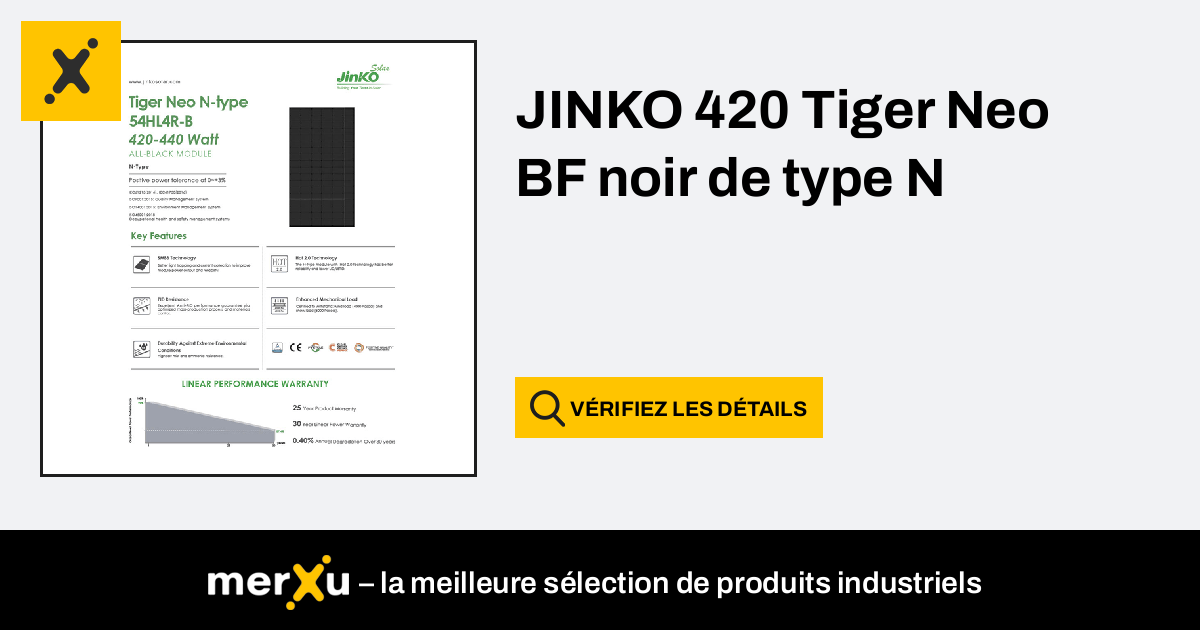 JinkoSolar JINKO Tiger Neo N-type 54HL4R-B 420W Noir Complet (JINKO ...