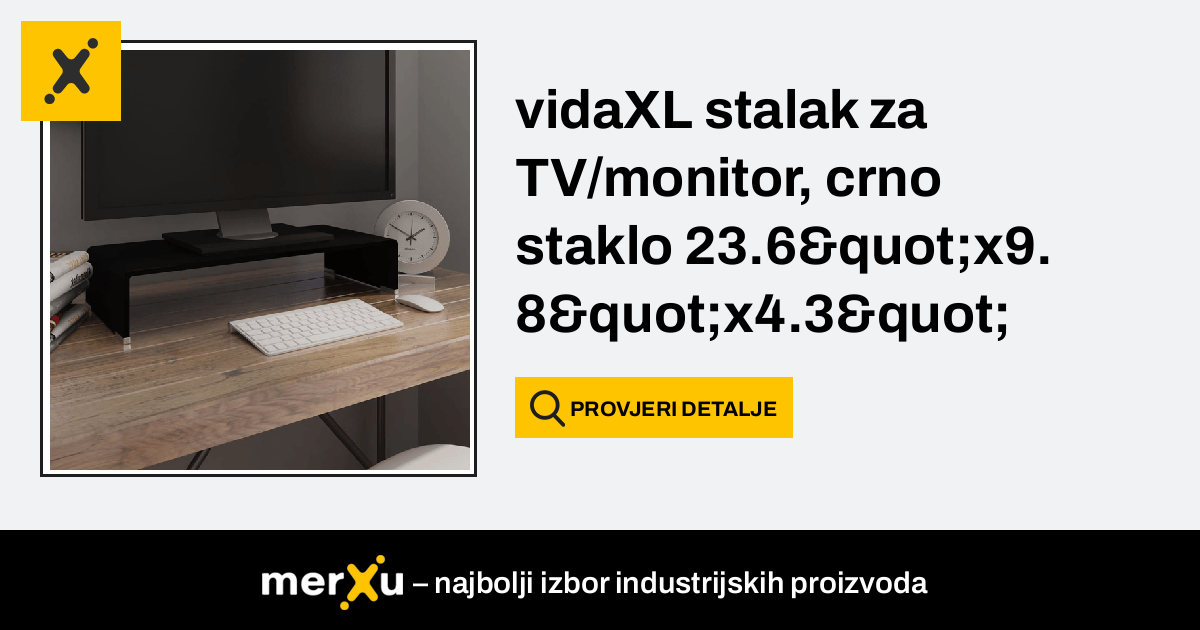 vidaXL TV Stand / Monitor Riser Glass Black 23.6 x9.8 x4.3, 23.6