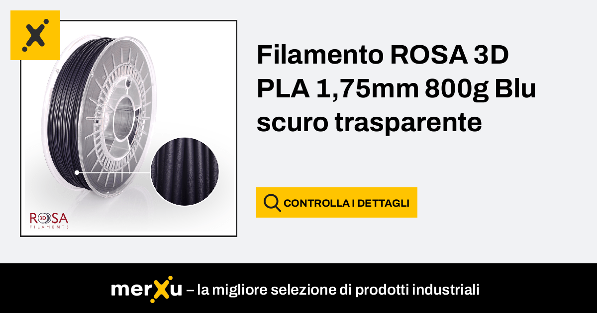 Filamento ROSA 3D PLA 1,75mm 800g Blu scuro trasparente - merXu - Negozia i  prezzi! Acquisti all'ingrosso!