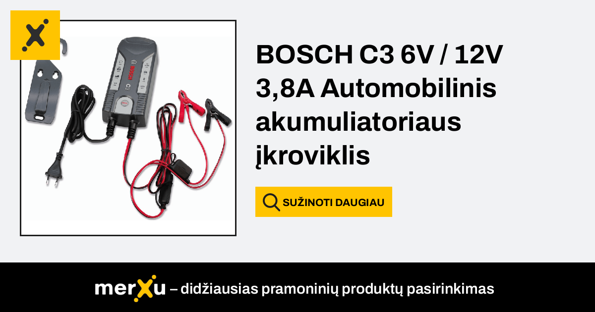 Nabíječka autobaterií BOSCH C3 6/12V 3,8A