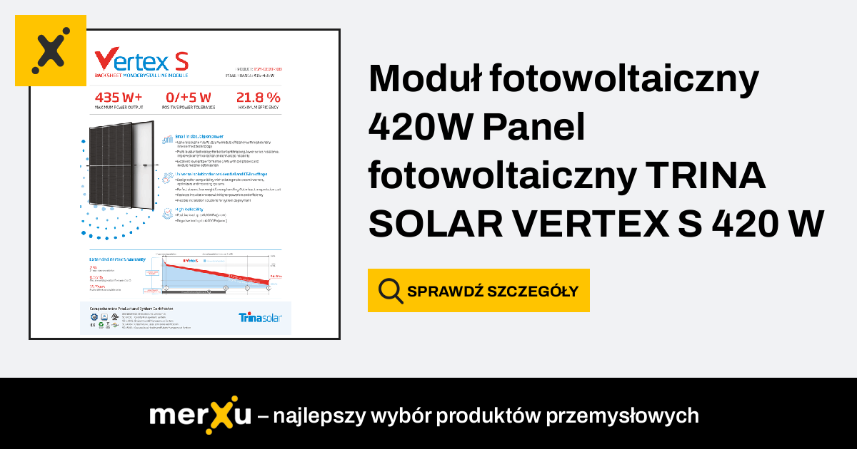 Moduł Fotowoltaiczny 420W Panel Fotowoltaiczny TRINA SOLAR VERTEX S 420 ...