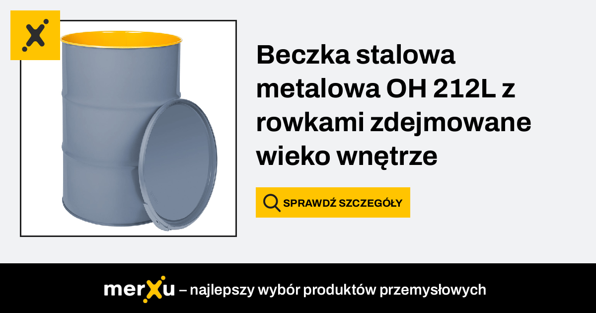 Beczkopol Beczka Stalowa Metalowa Oh L Z Rowkami Zdejmowane Wieko