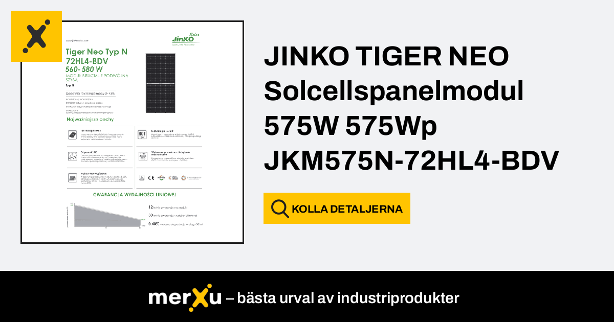 JinkoSolar JINKO TIGER NEO Solcellspanelmodul 580W Bifacial 580Wp ...